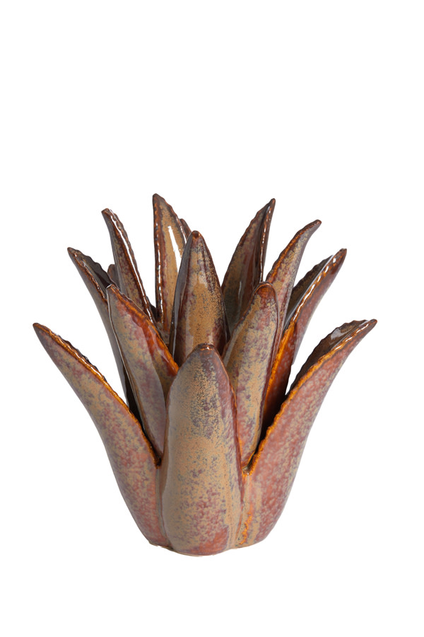 Light & Living Theelicht Ø21x21 cm CACTUS keramiek bruin-grijs