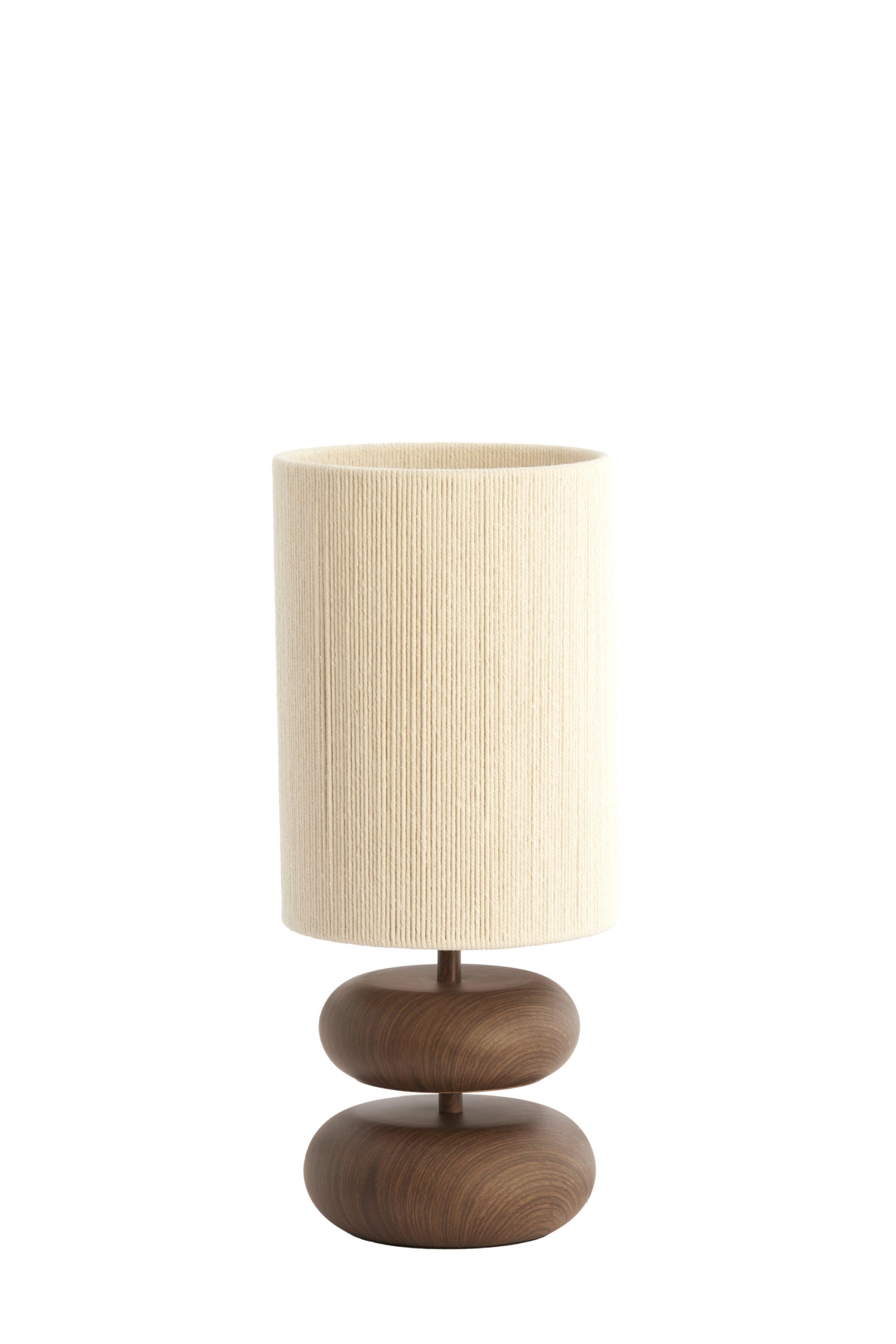 Light & Living Tafellamp Ø22x50,5 cm DANIALO hout print d bruin+touw crème