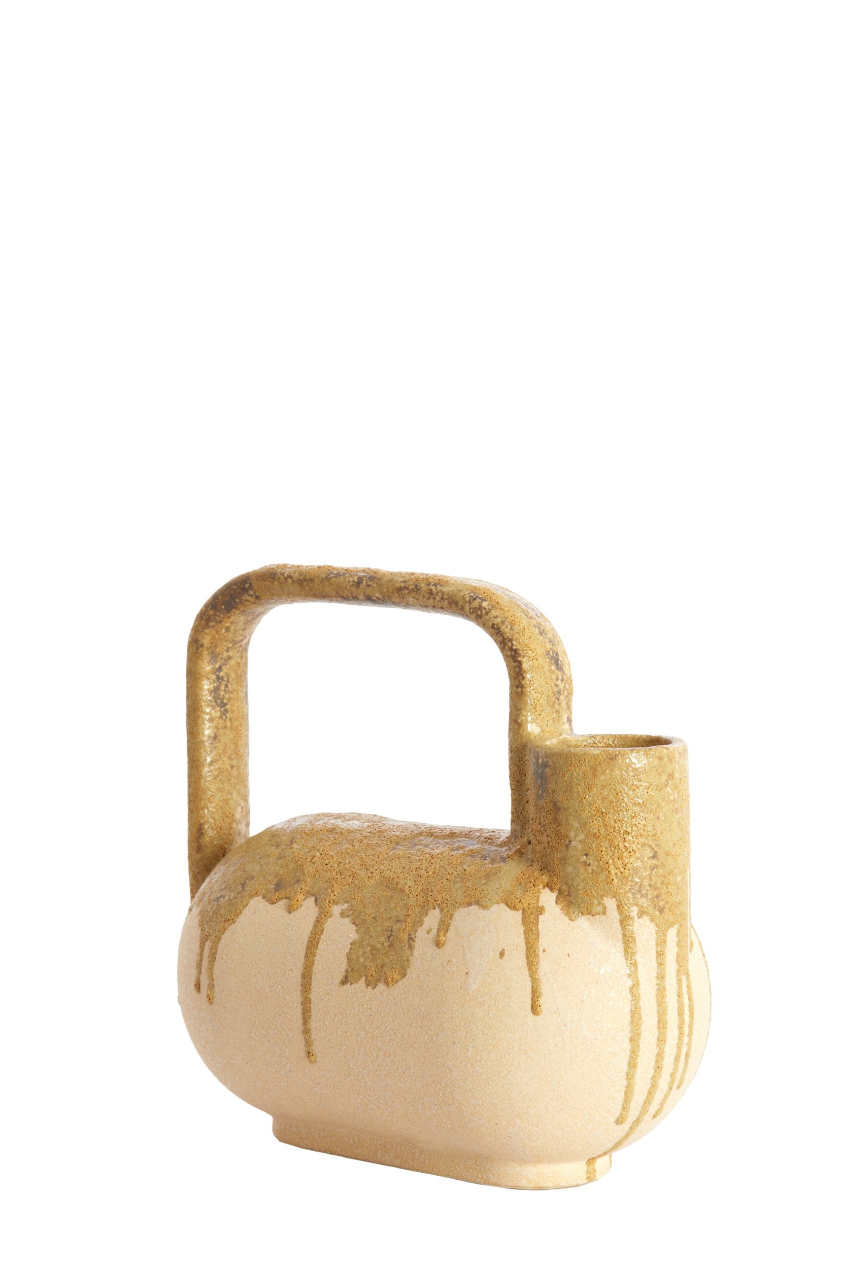 Light & Living Vaas deco 25x14x24 cm SERRES keramiek crème+olijf groen