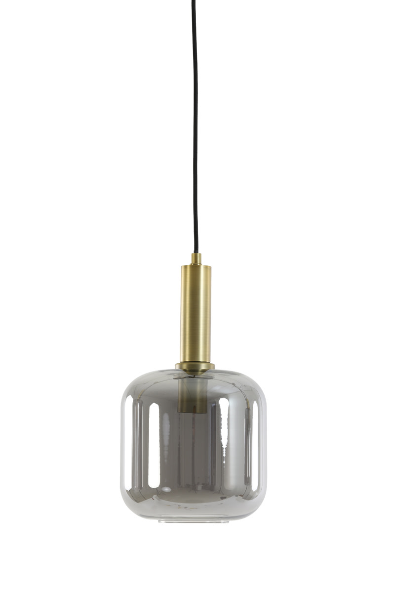 Light & Living Hanglamp Ø16x26 cm LEKAR antiek brons+smoke glas
