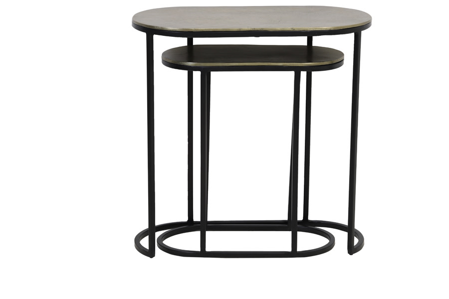 Light & Living Bijzettafel S/2 max 53x26x53 cm BOCOV antiek brons-zwart