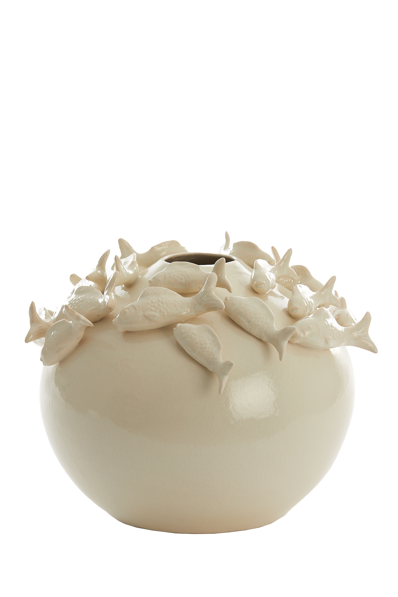 Light & Living Vaas deco Ø41,5x32 cm FISH keramiek crème