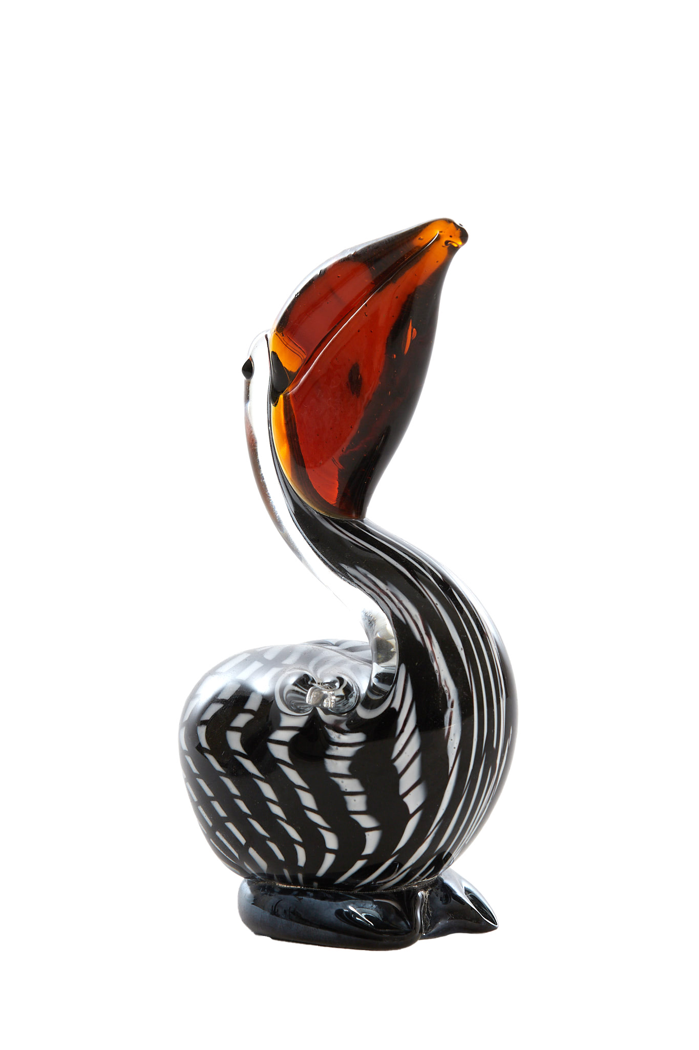 Light & Living Ornament 13x7x19 cm PELICAN glas zwart-wit+bruin gestreept