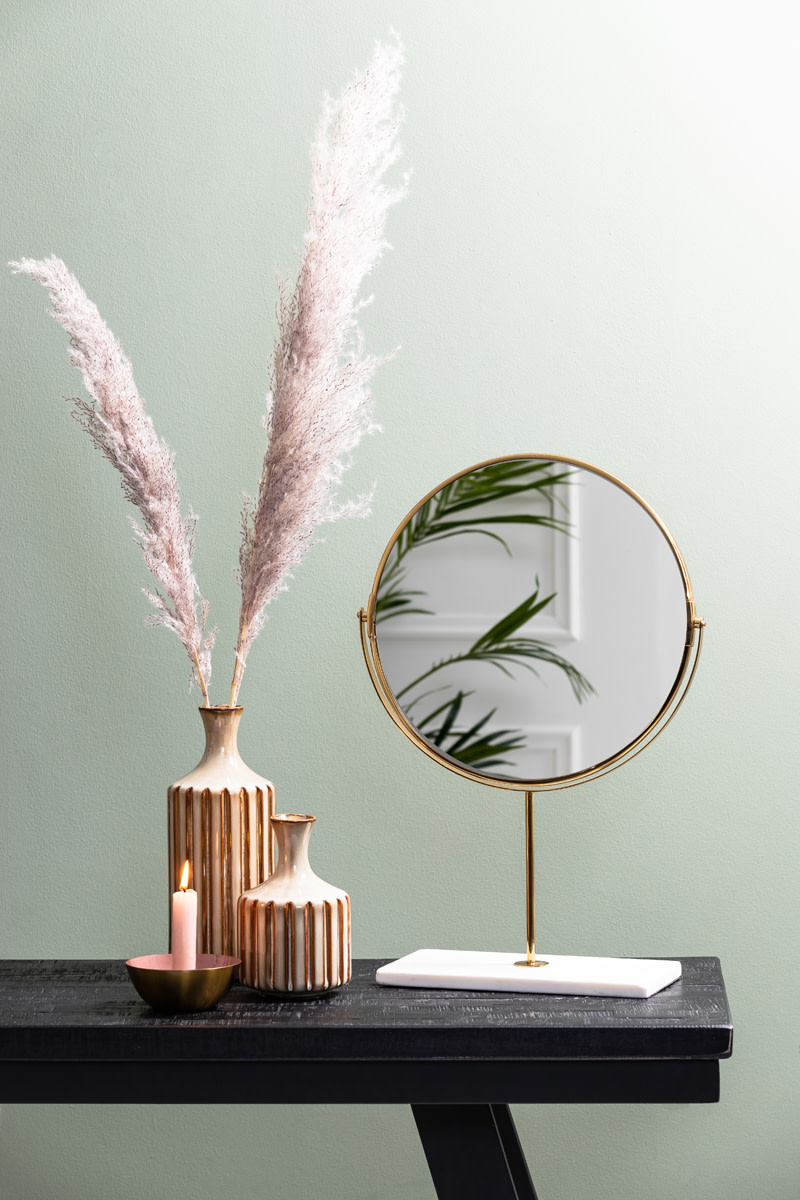 Light & Living Spiegel op voet 24x9x40,5 cm RIESCO marmer wit-goud