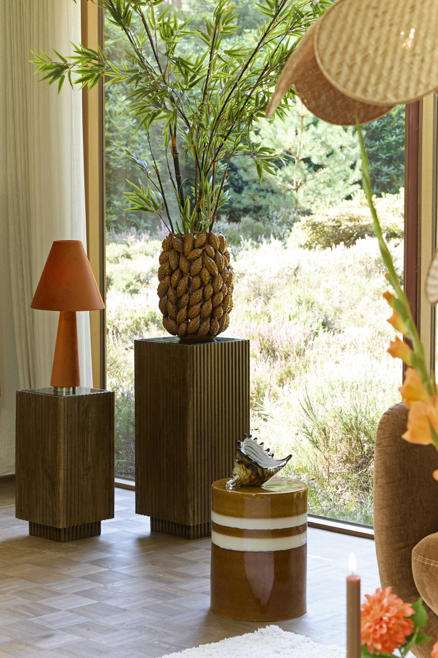 Light & Living Zuil 35x35x80 cm GATURA hout donker bruin+glas bruin