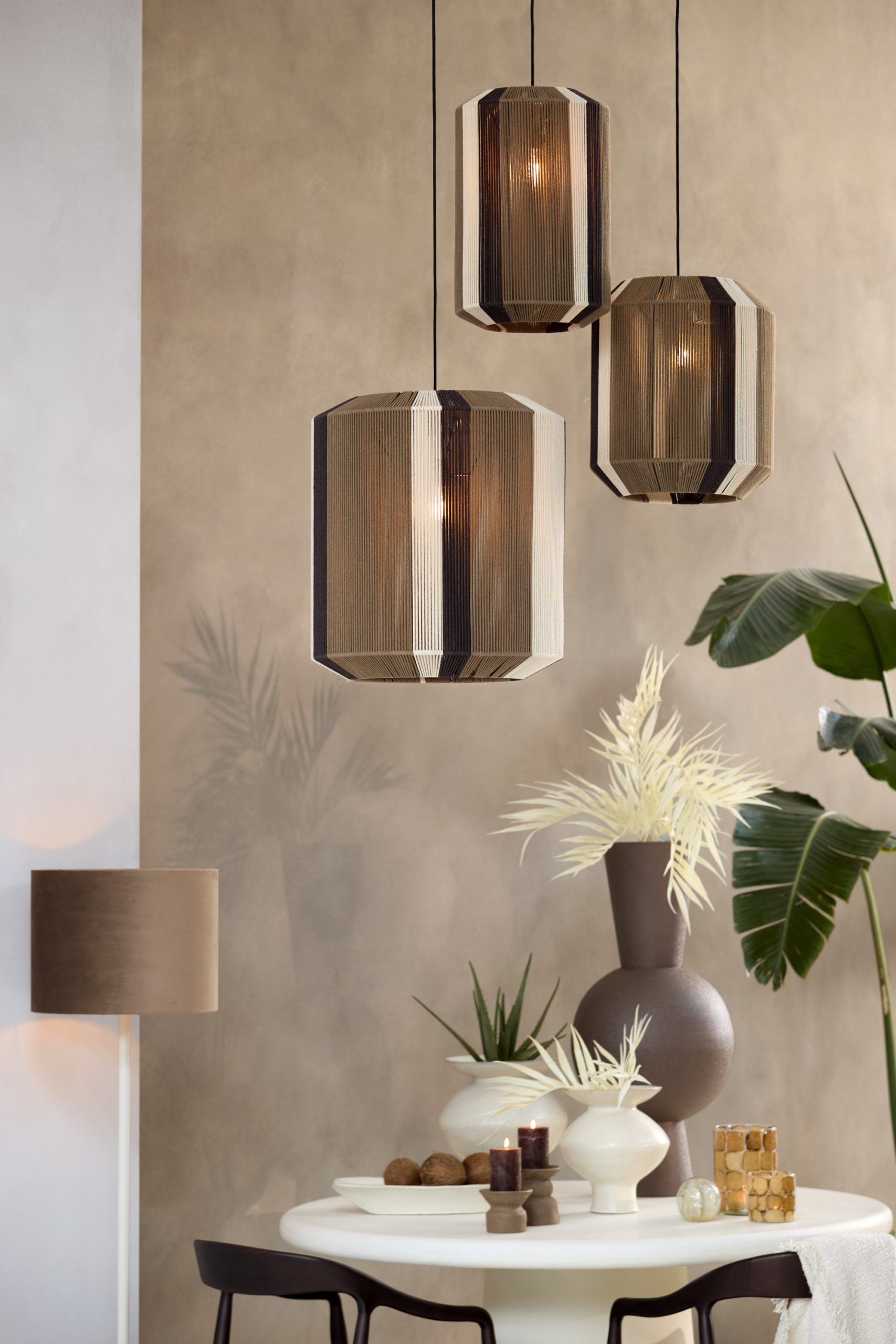 Light & Living Hanglamp Ø48x55 cm KOZANA bruin+crème+donker bruin