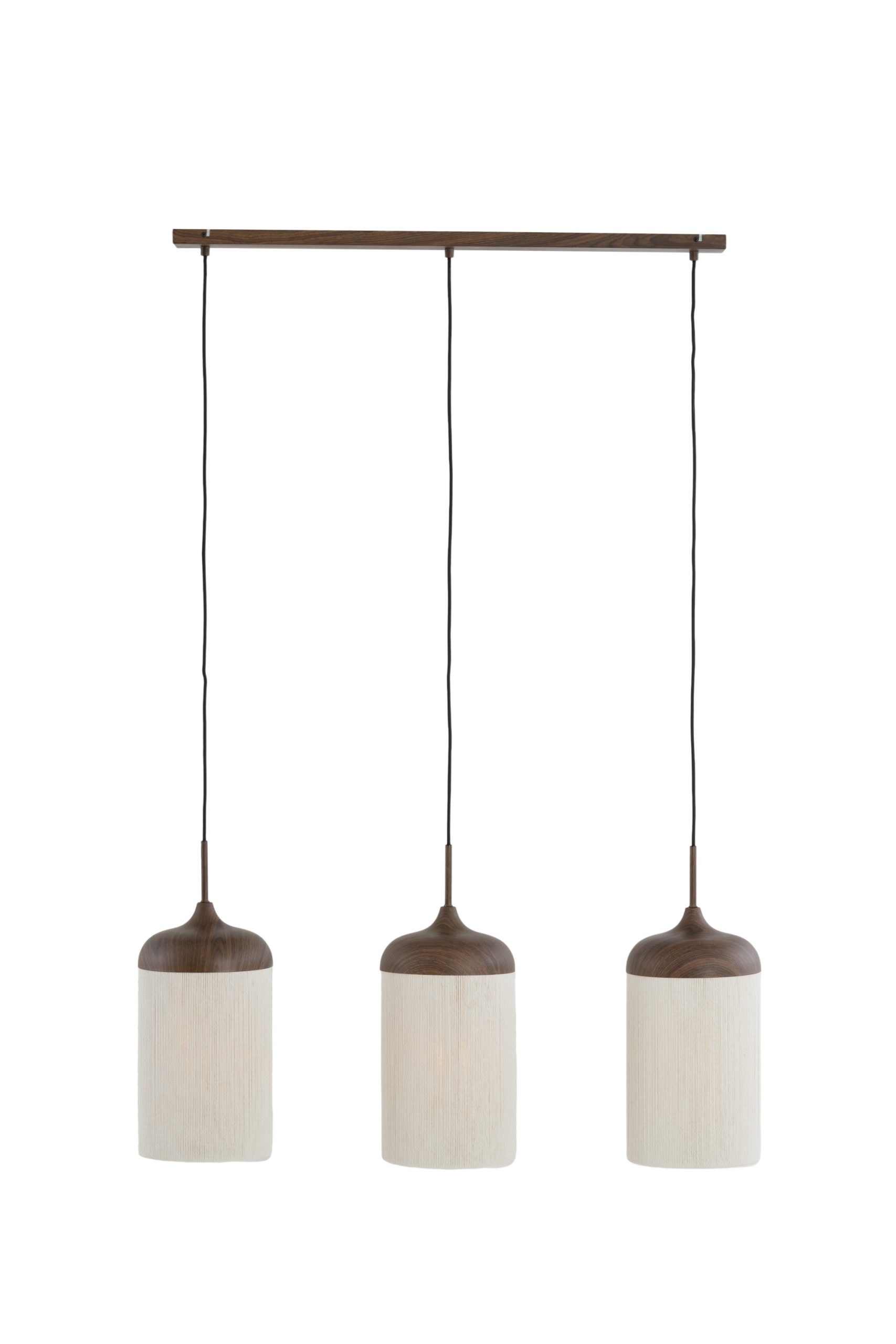 Light & Living Hanglamp 3L 90x22x32 cm DANIA hout print d bruin+touw crème