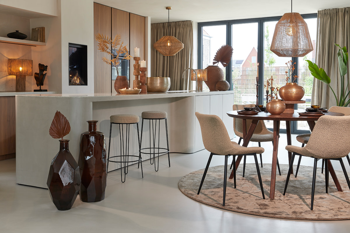 Light & Living Eettafel Ø120x76 cm QUENZA acacia hout bruin
