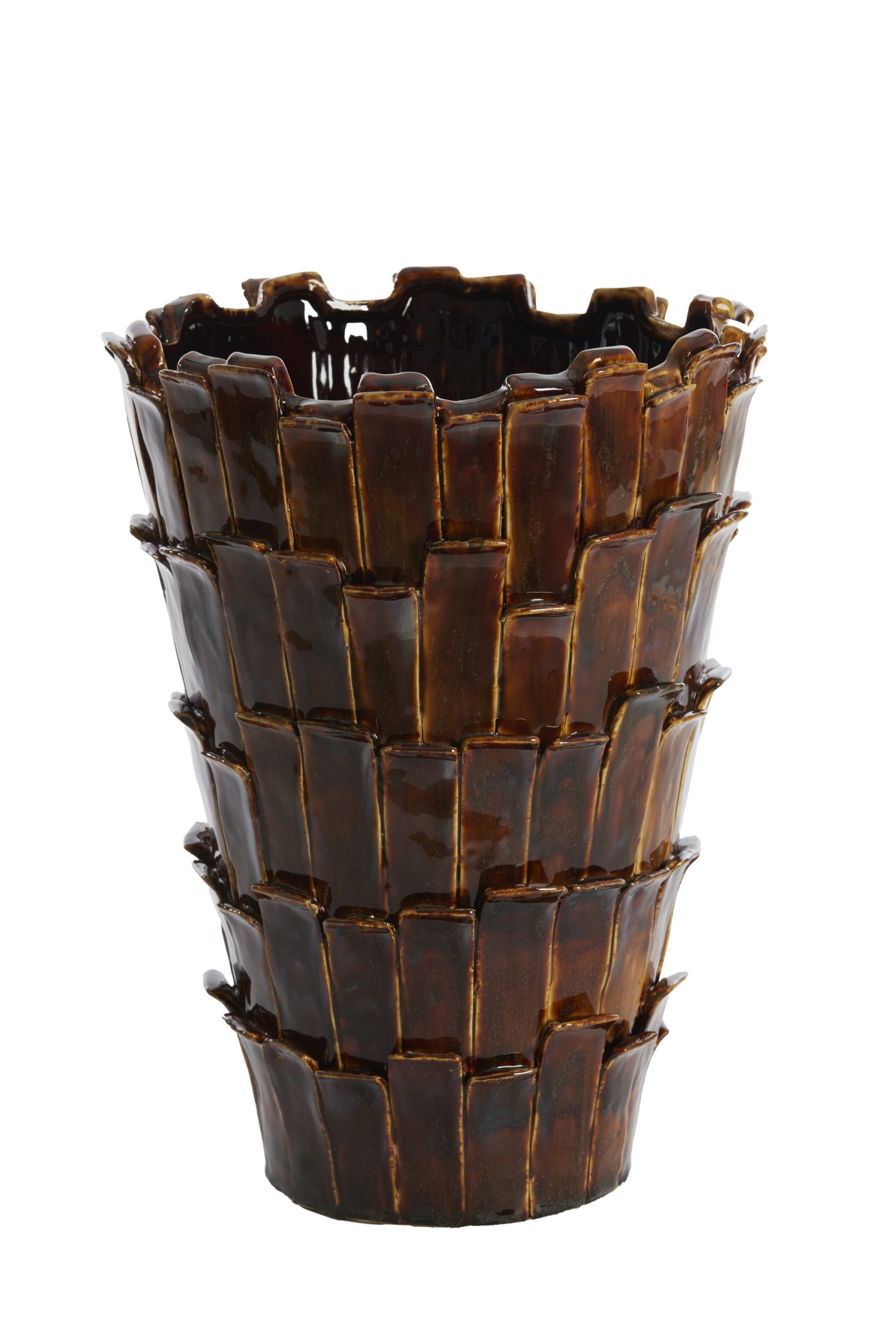Light & Living Vaas deco Ø33x43 cm BANYA keramiek glans donker bruin