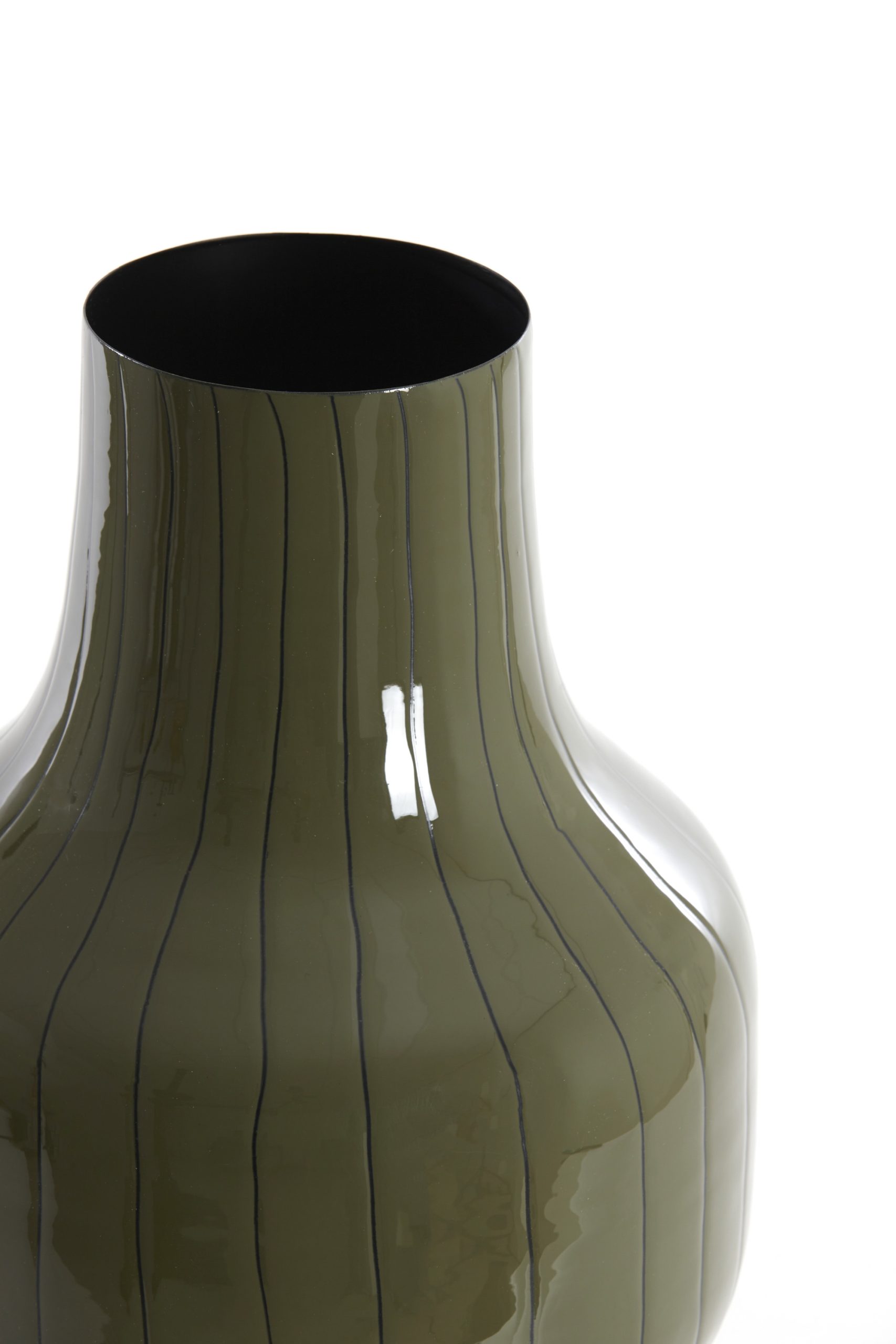 Light & Living Vaas deco Ø27x49 cm SINDO glans donker olijf groen+zwart