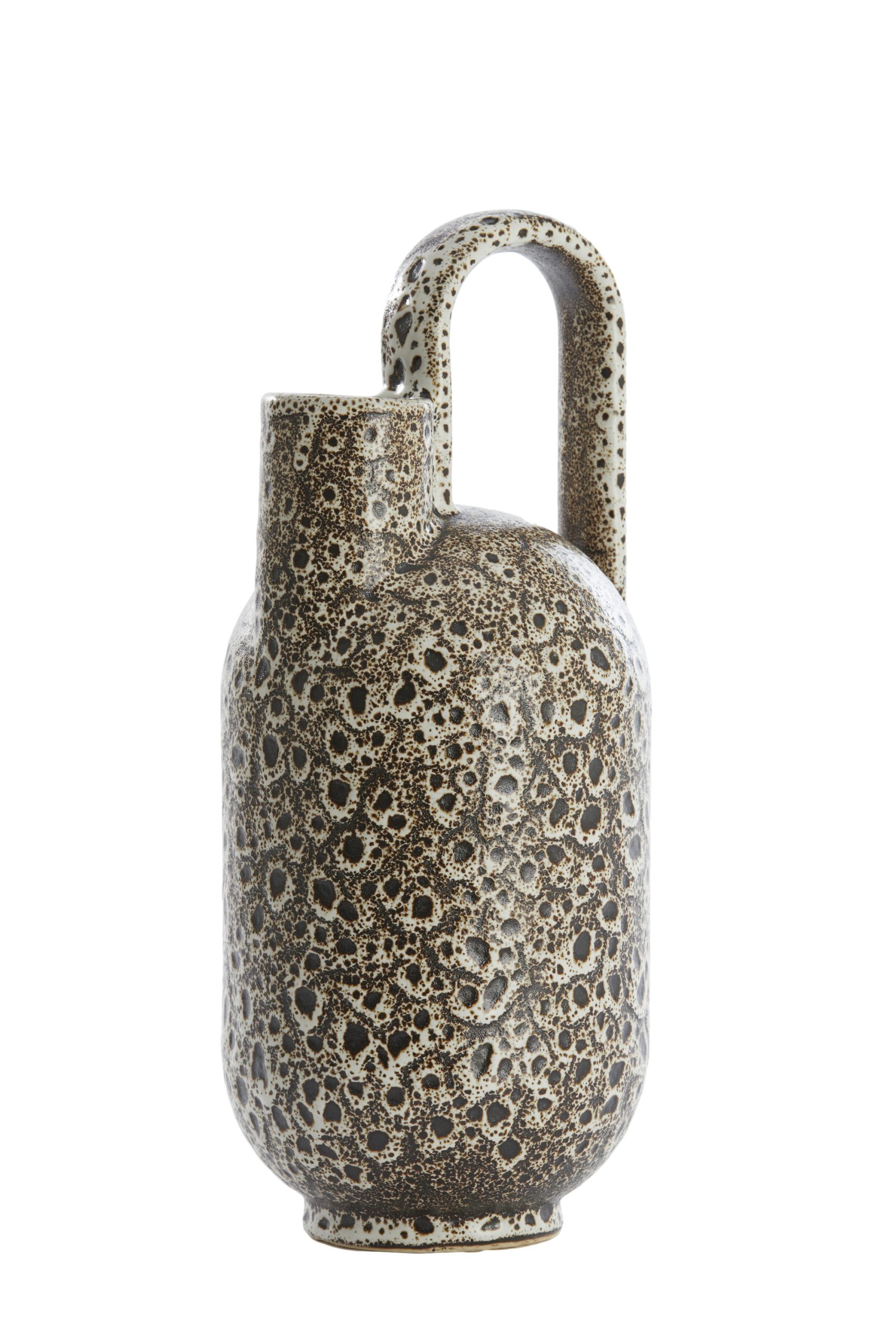 Light & Living Vaas deco 16,5x15,5x37 cm SERRES keramiek crème+zwart