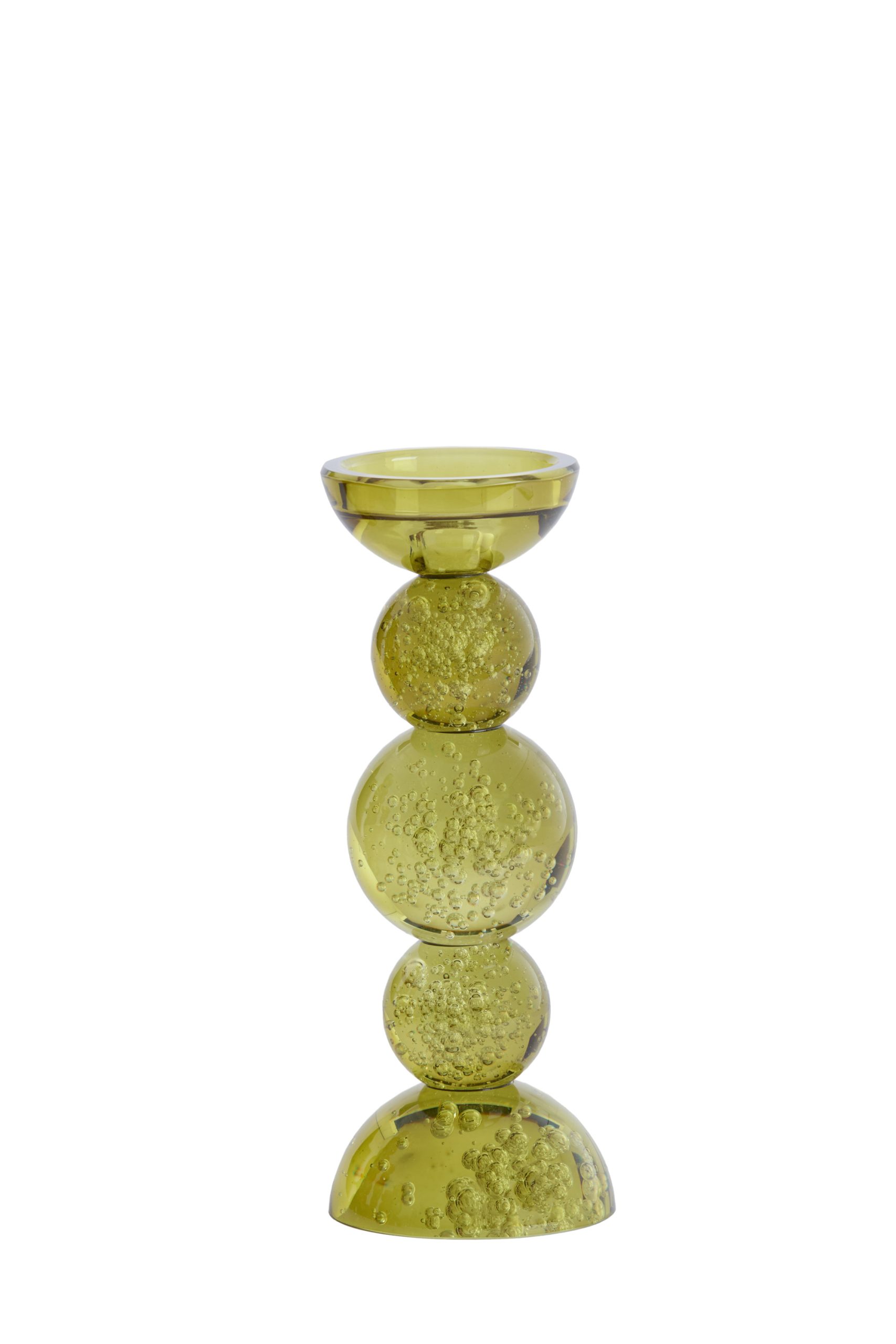 Light & Living Kandelaar Ø10x26,5 cm ITINGA glas bubbel olijf groen