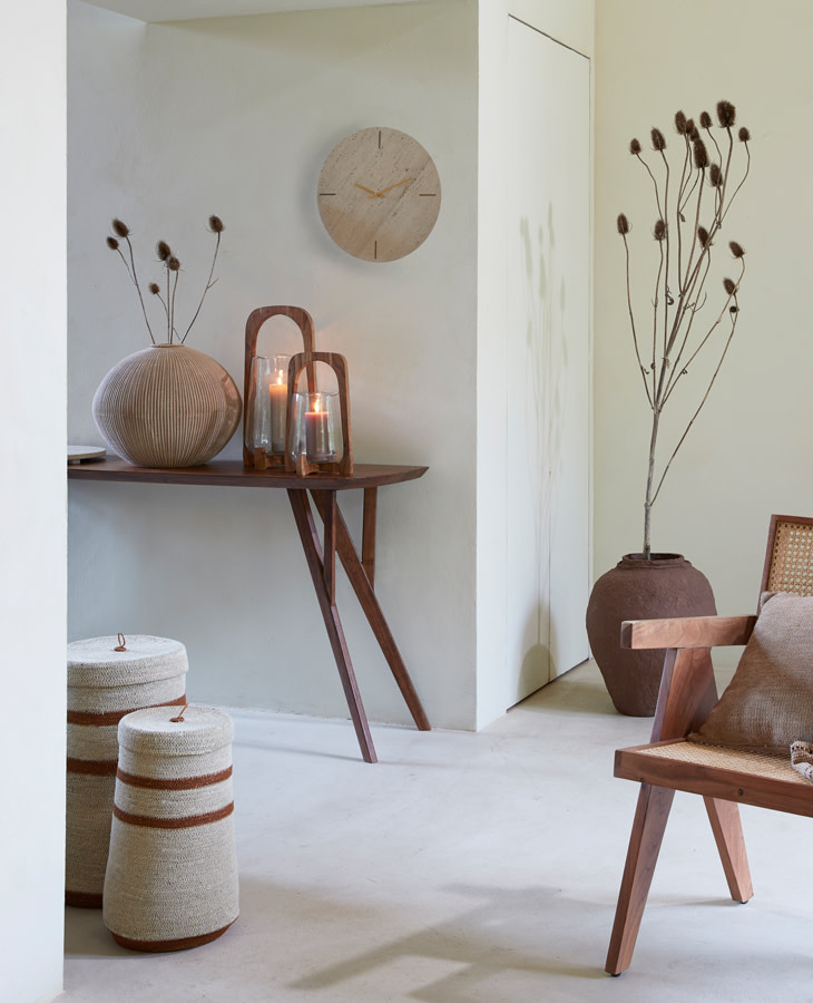 Light & Living Windlicht Ø26x48 cm ANOSY glas helder+hout naturel