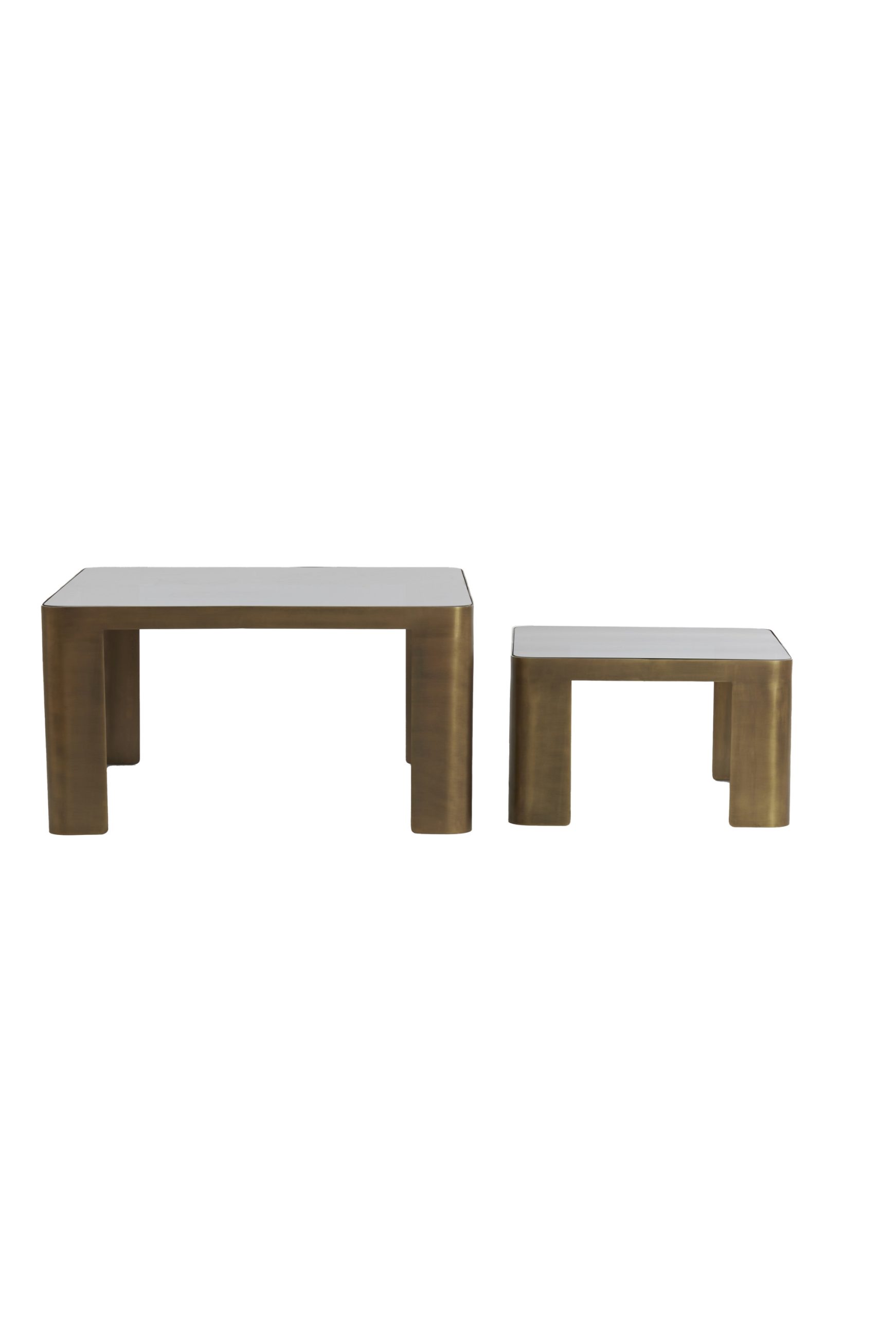 Light & Living Salontafel S/2 50x50x30+75x75x40 cm OXE ant. br+smoke glas