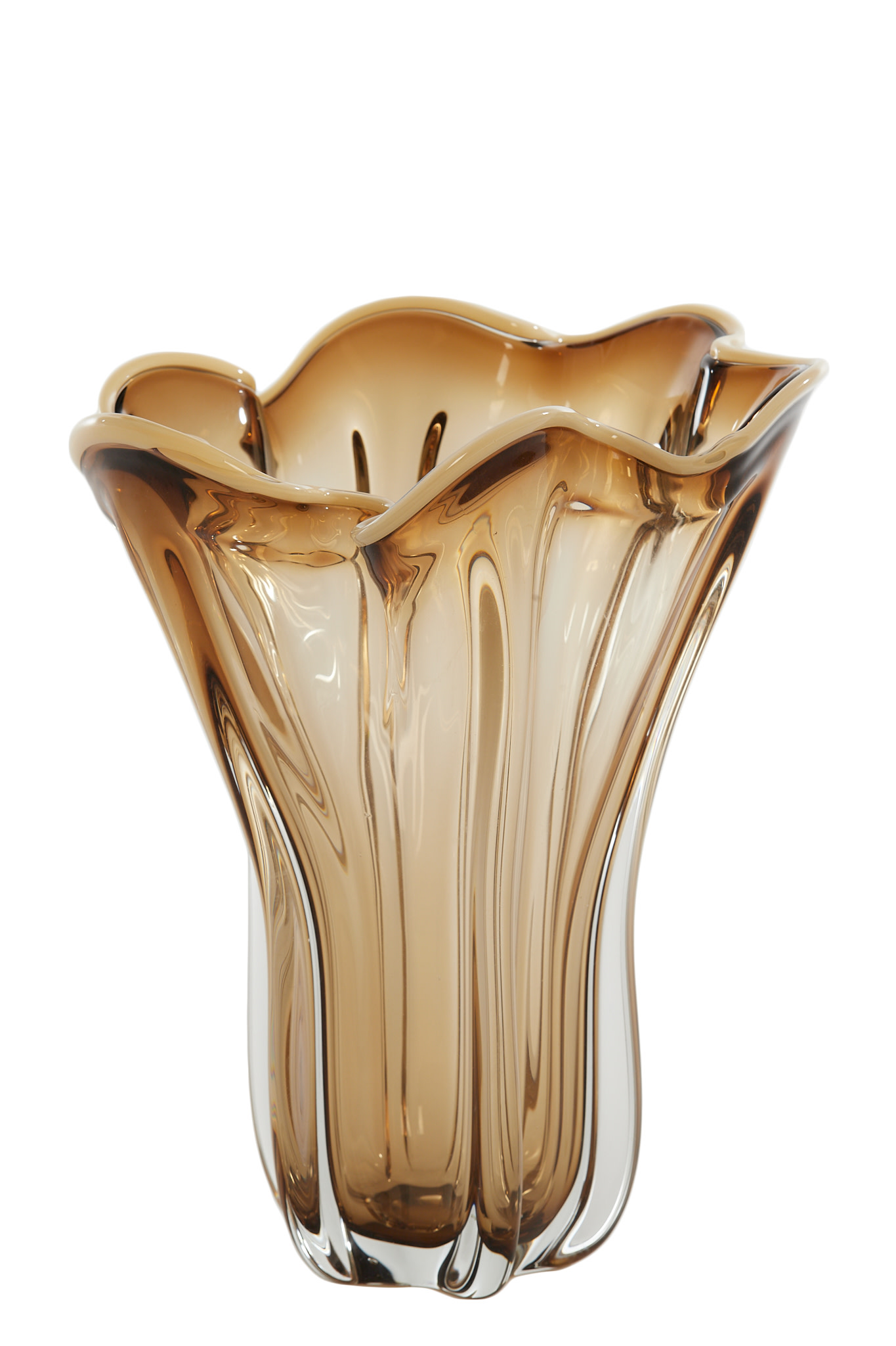 Light & Living Vaas Ø26x32 cm KAZUNO glas transparant bruin-grijs+crème