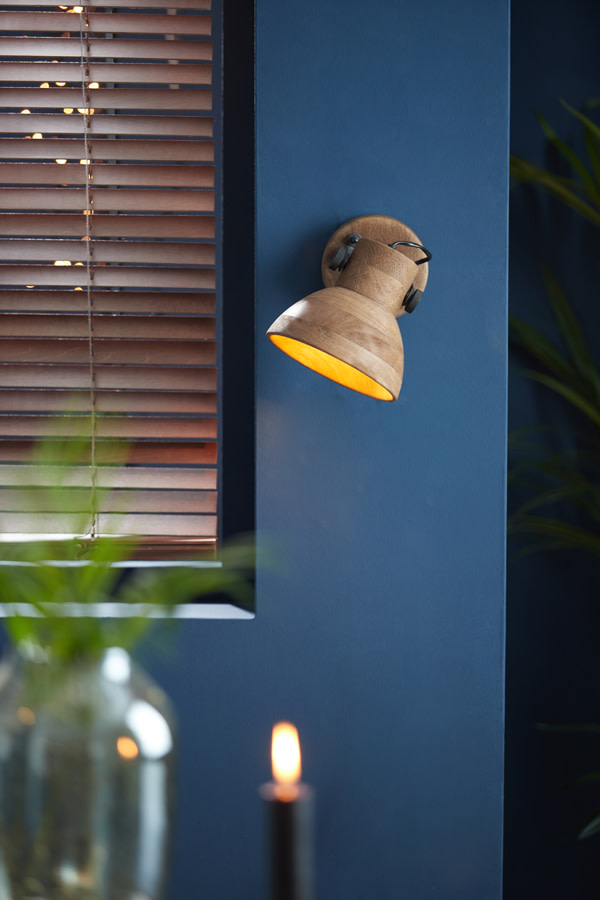 Light & Living Wandlamp 21x17x19 cm ILANIO hout bruin+mat zwart