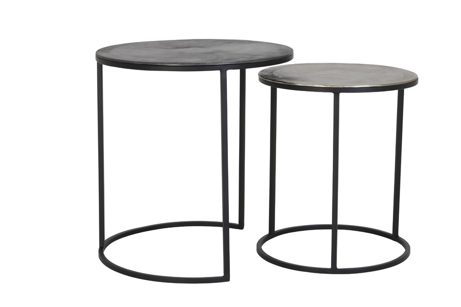 Light & Living Bijzettafel S/2 Ø40x45+Ø49x50,5 cm TALCA ruw lood+ant. lood