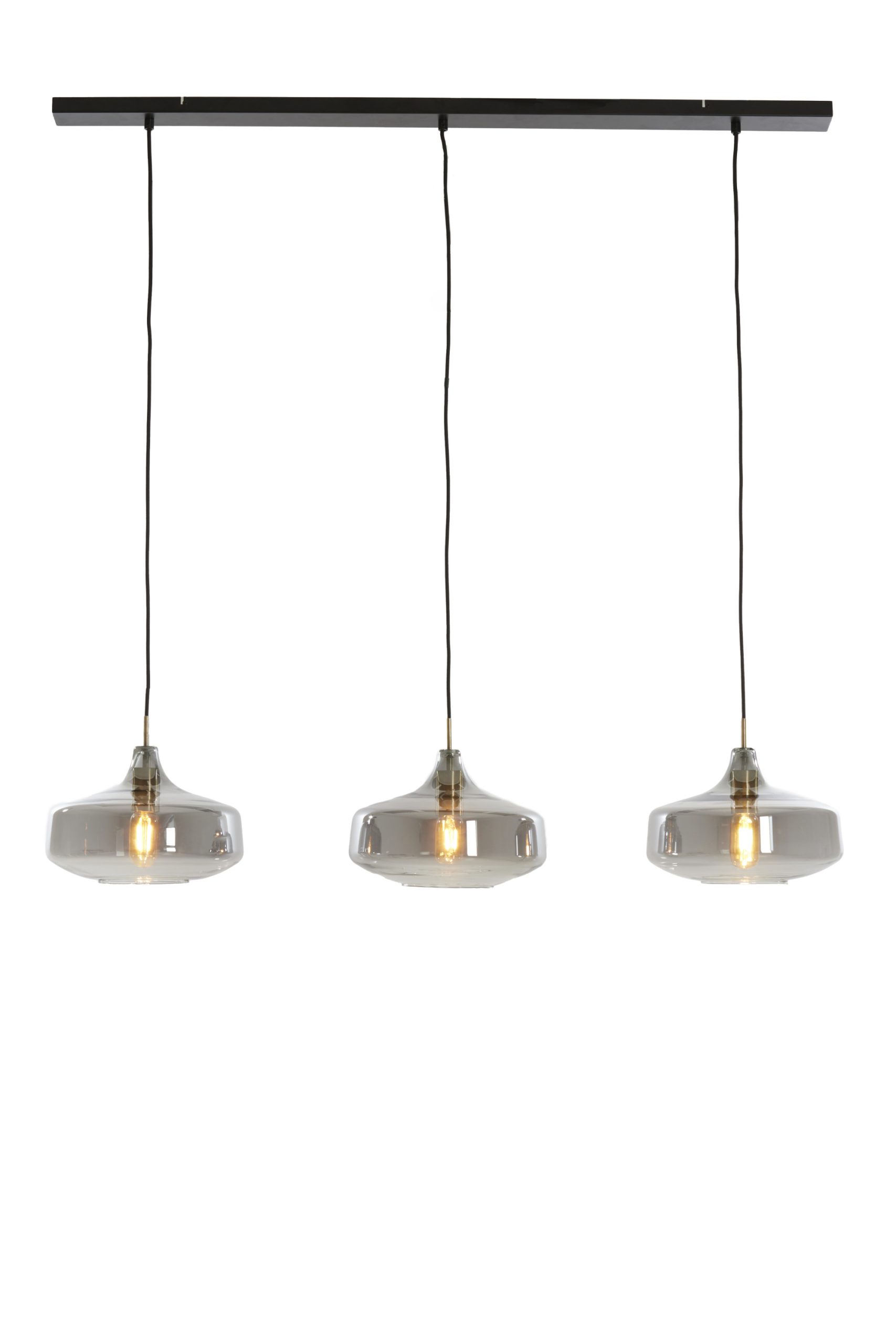 Light & Living Hanglamp 3L 120x30x21 cm SOLNA antiek brons+smoke glas