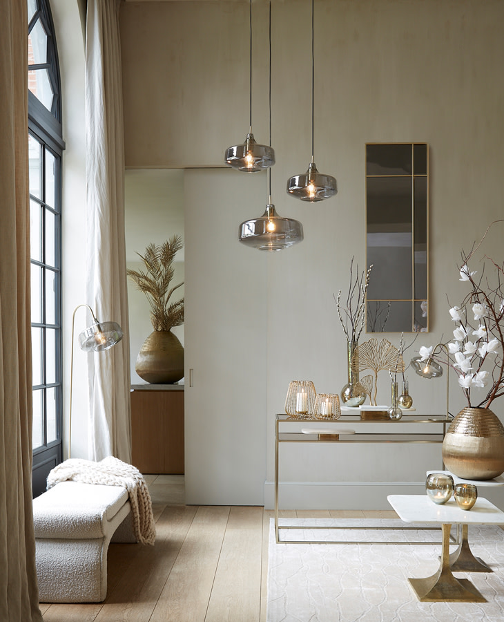 Light & Living Hanglamp Ø39,5x27 cm SOLNA antiek brons+smoke glas