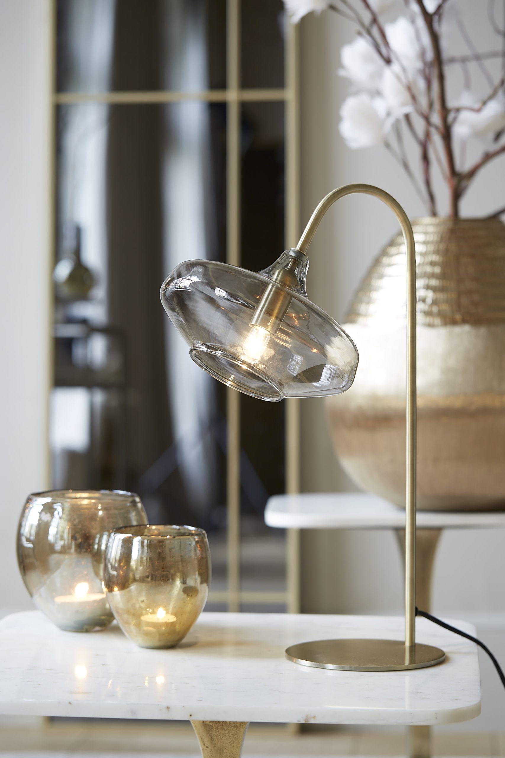 Light & Living Tafellamp E14 31x22x50 cm SOLNA antiek brons+smoke glas