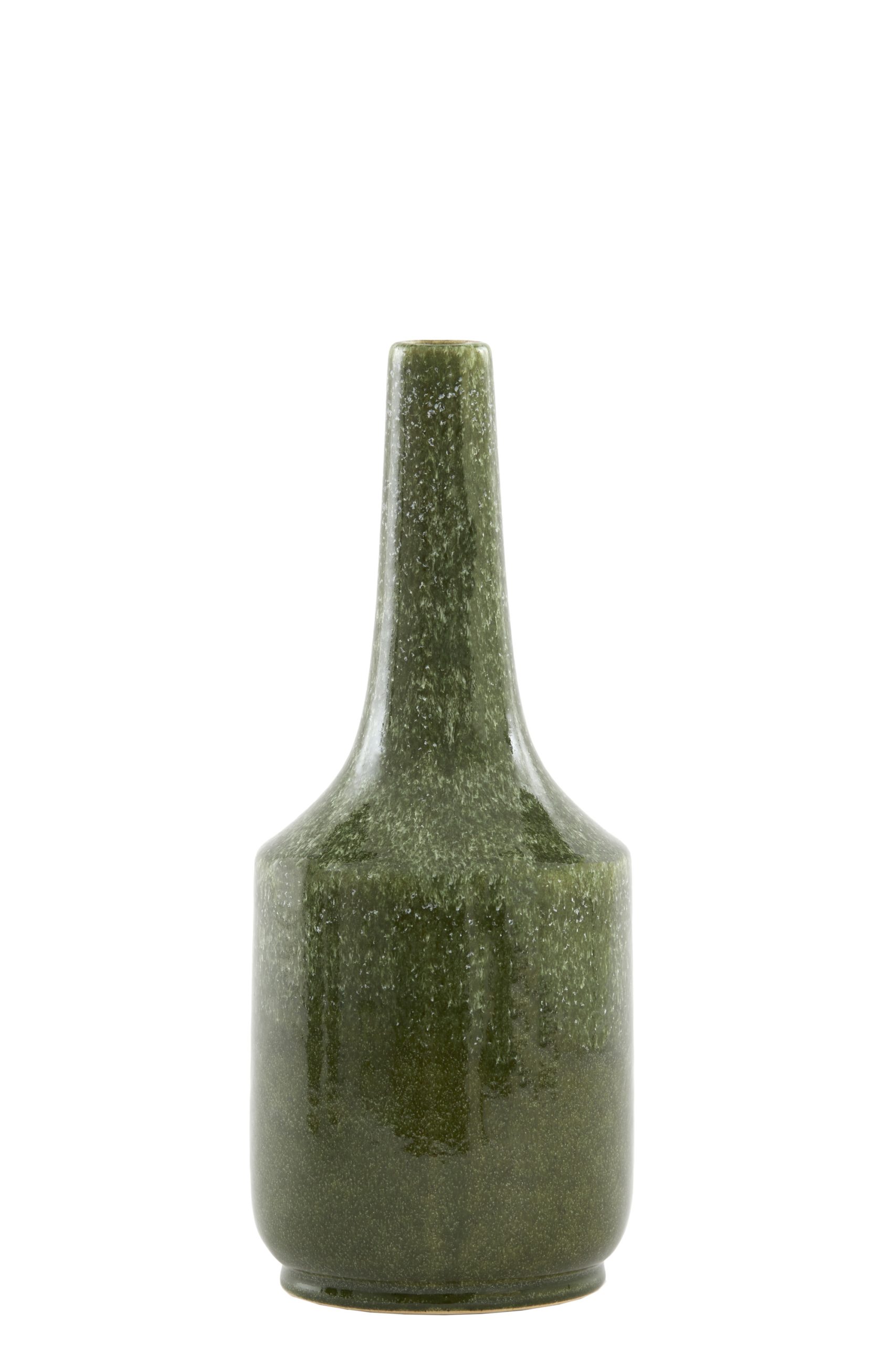 Light & Living Vaas deco Ø14,5x35,5 cm TEZU keramiek glans donker groen