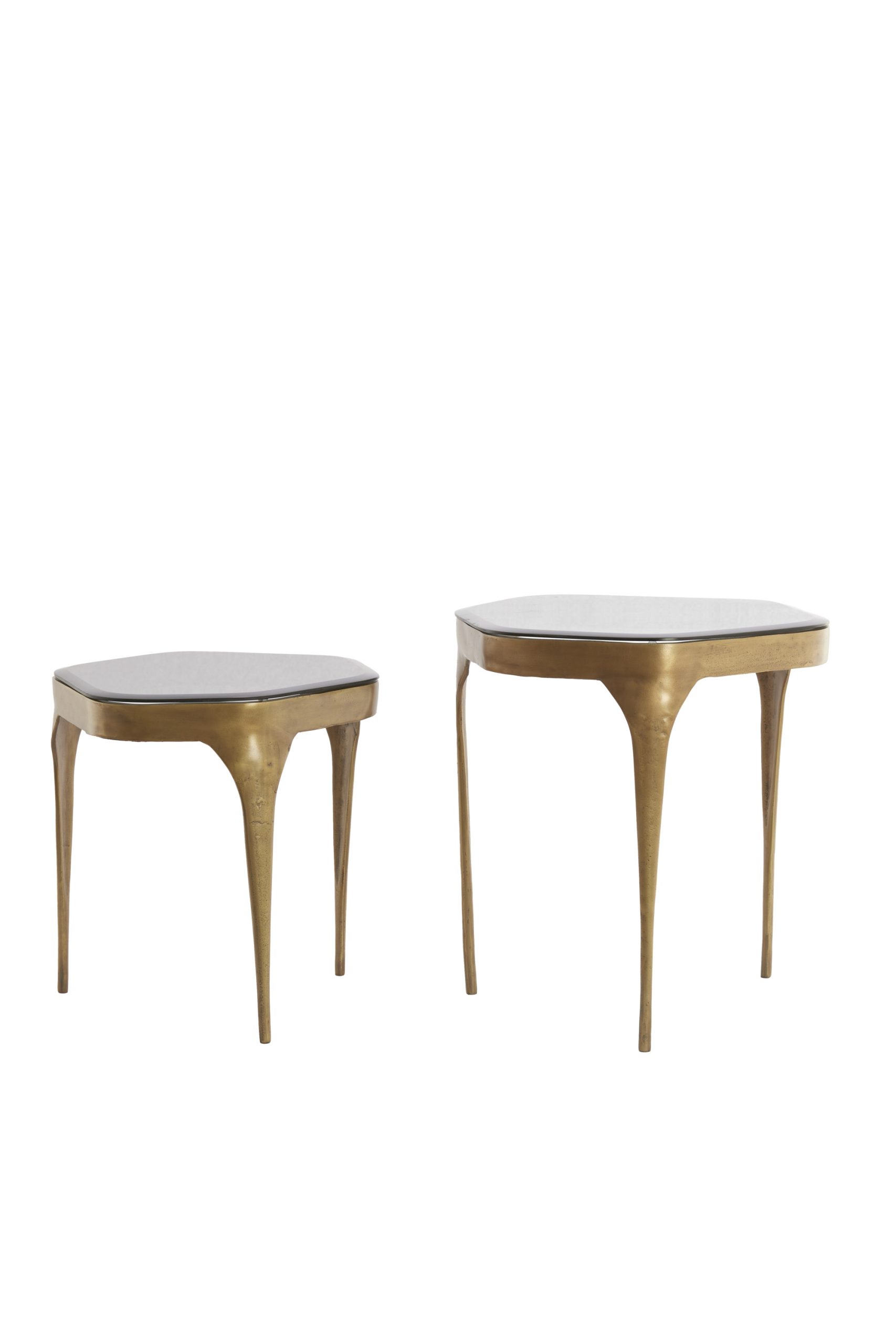Light & Living Bijzettafel S/2 max 50x45,5x50 cm AVI glas smoke+antiek brns