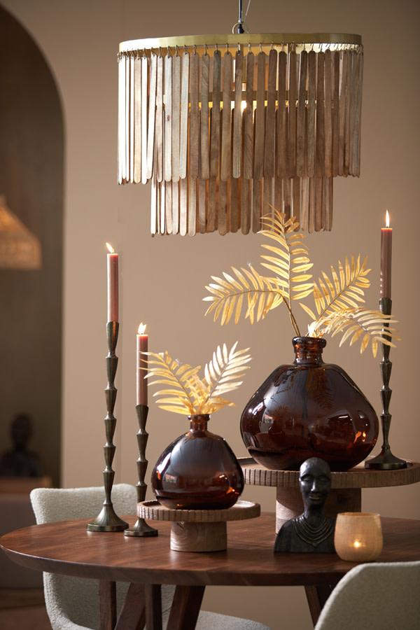 Light & Living Hanglamp Ø60x43 cm GULARO hout bruin+brons