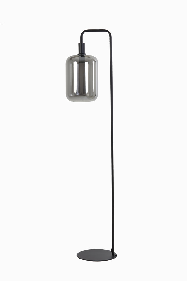 Light & Living Vloerlamp 35,5x28x155 cm LEKAR zwart+smoke glas hoog