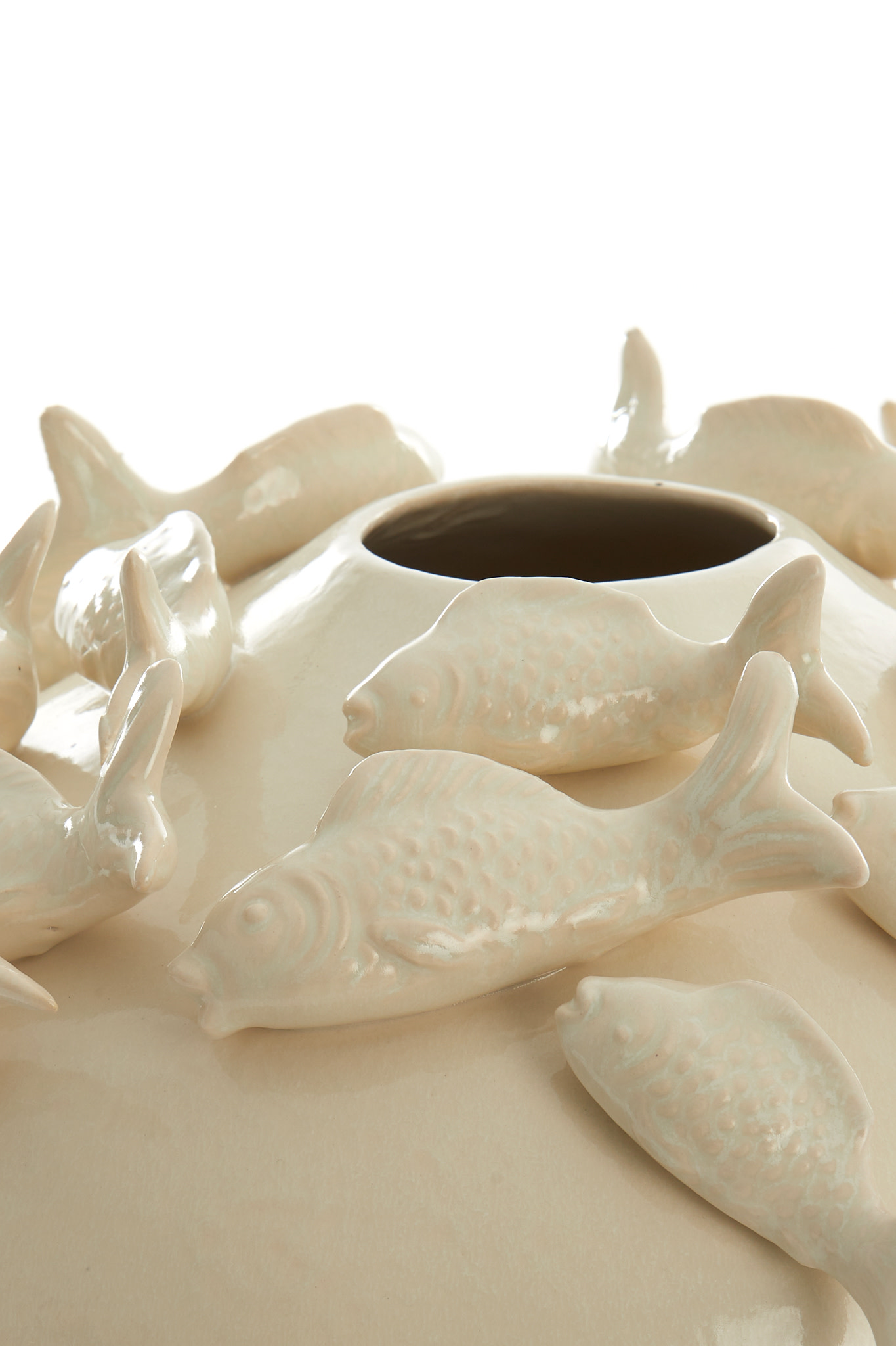 Light & Living Vaas deco Ø41,5x32 cm FISH keramiek crème