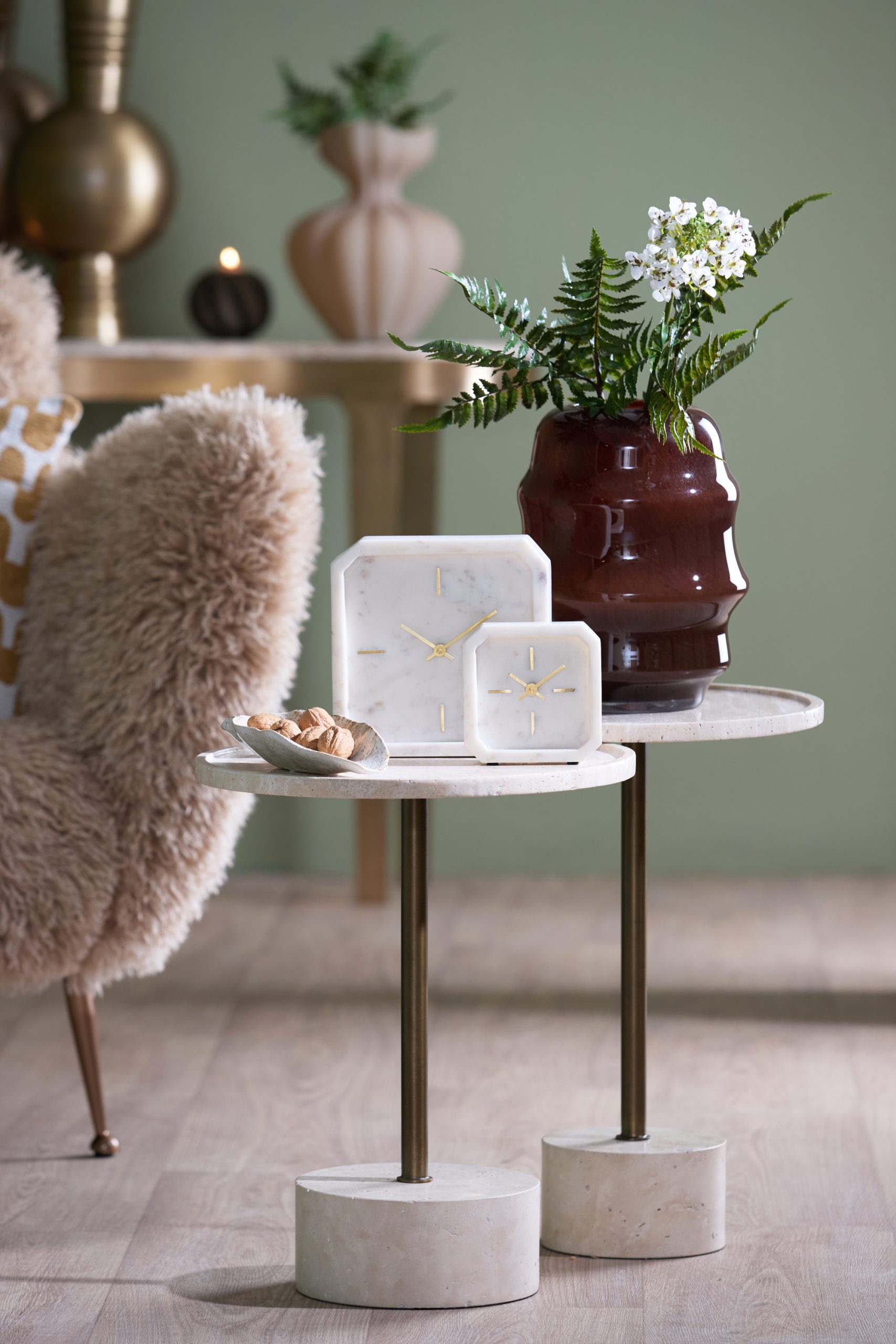 Light & Living Klok 20,5x6x20,5 cm PABLIA marmer wit
