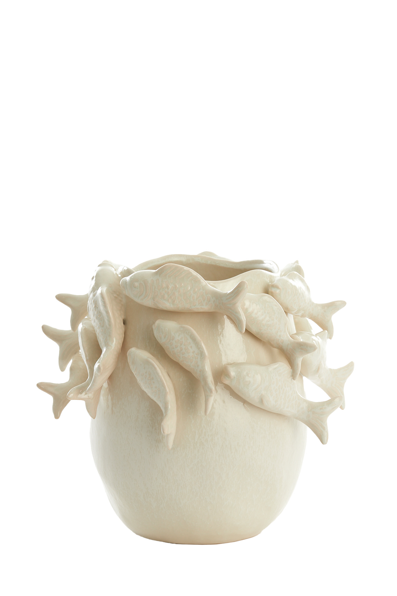 Light & Living Vaas deco 29x28,5x27 cm FISH keramiek crème