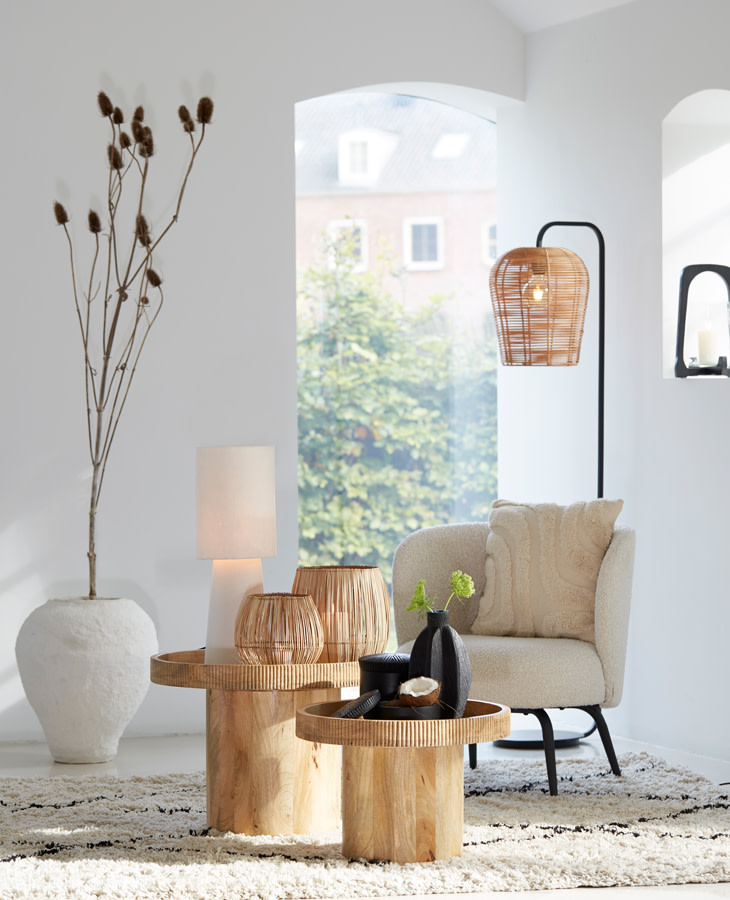 Light & Living Stoel 68x67x72 cm DIEYDA bouclé crème-zwart