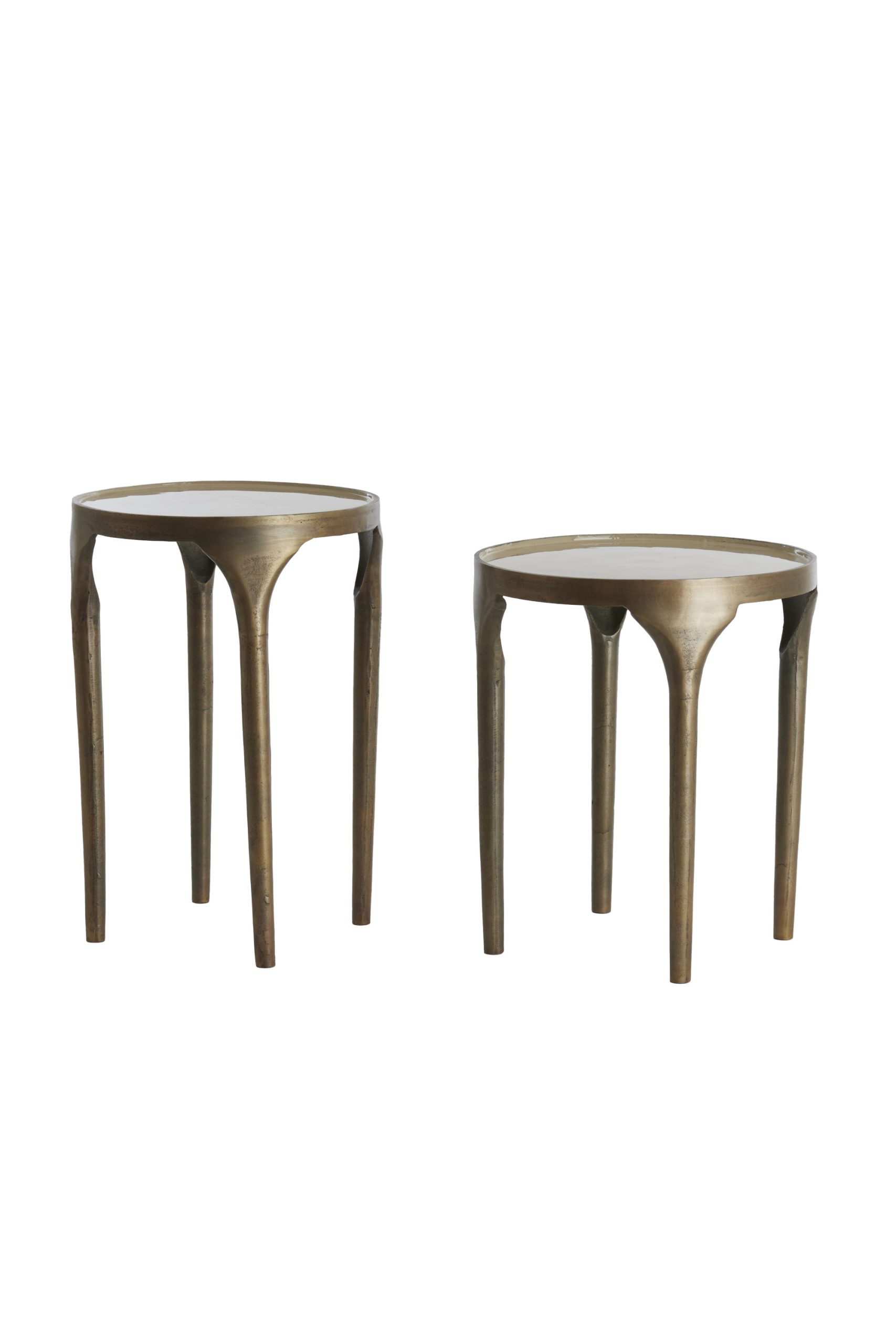 Light & Living Bijzettafel S/2 Ø40x46+Ø36x52 cm LAPAZ antiek brons+taupe