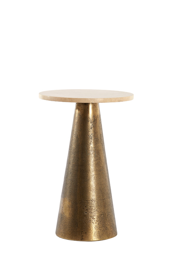 Light & Living Bijzettafel Ø29x43 cm YNEZ travertin zand+antiek brons