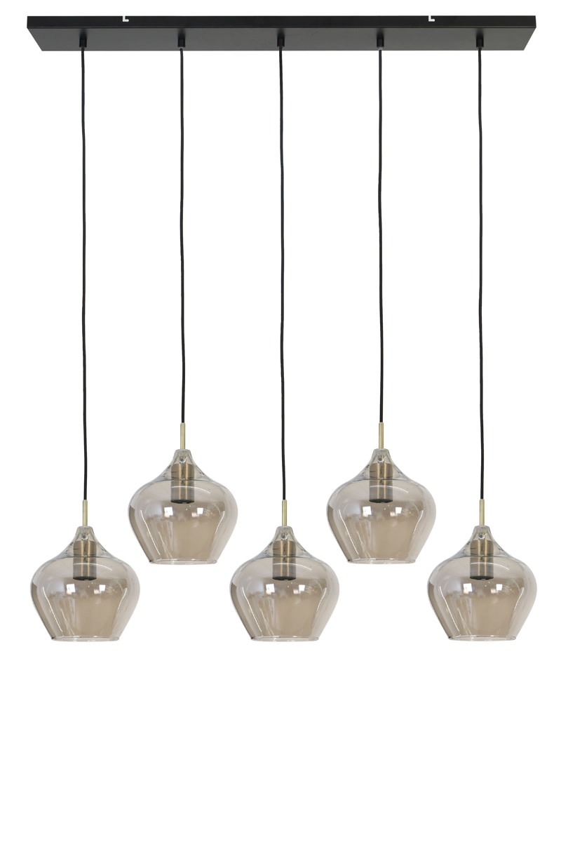 Light & Living Hanglamp 5L 104x20x120 cm RAKEL antiek brons+smoke