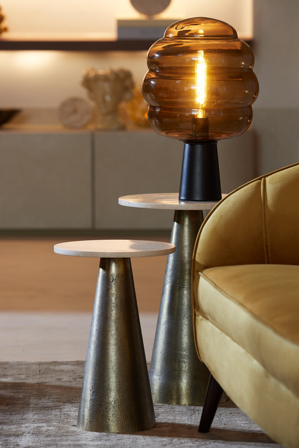 Light & Living Bijzettafel Ø29x43 cm YNEZ travertin zand+antiek brons
