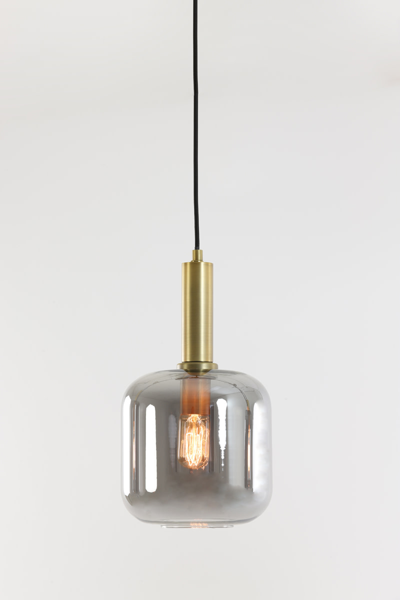 Light & Living Hanglamp Ø16x26 cm LEKAR antiek brons+smoke glas