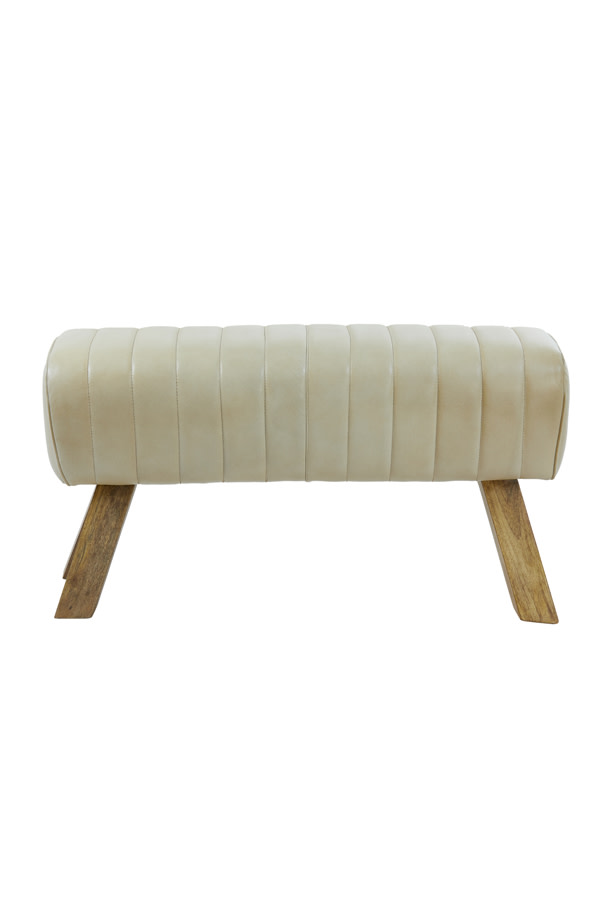 Light & Living Bankje 90x31x46 cm RAMY leer zand+hout naturel