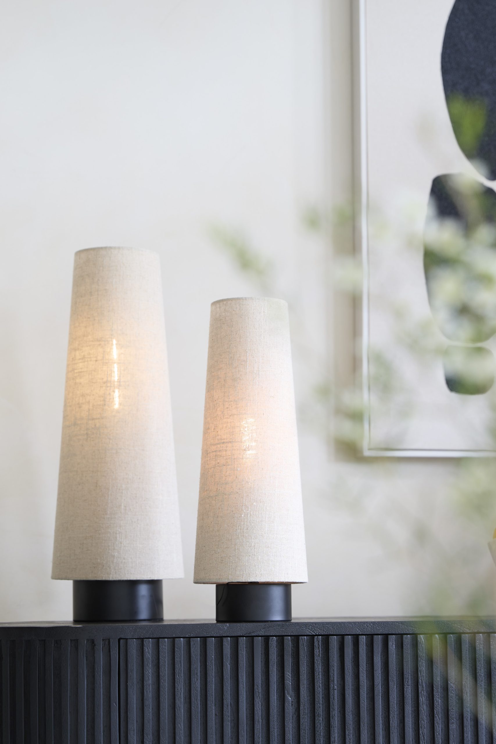 Light & Living Tafellamp Ø19x52,5 cm HOWIE mat zwart+naturel