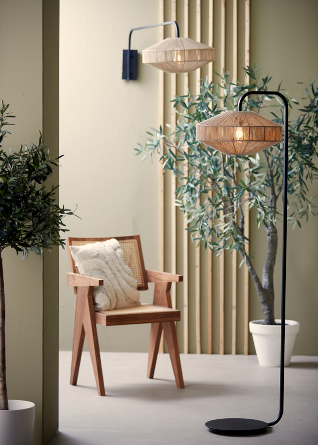 Light & Living Vloerlamp Ø43x164 cm LYRA naturel+mat zwart