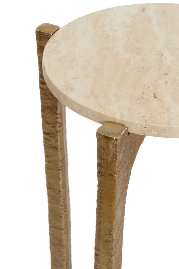 Light & Living Salontafel S/2 Ø65x39+Ø76x44 cm KANAE travert zand+ant brons