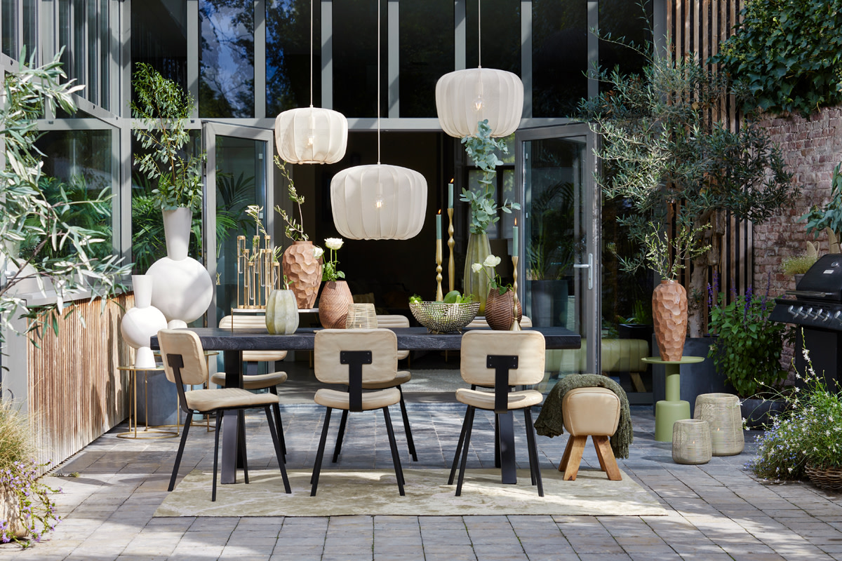 Light & Living Kruk 40x31x46 cm RAMY leer zand+hout naturel