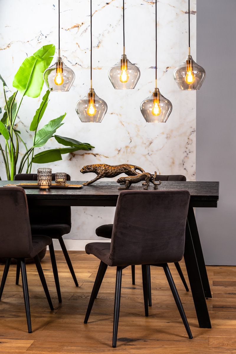 Light & Living Hanglamp 5L 104x20x120 cm RAKEL antiek brons+smoke