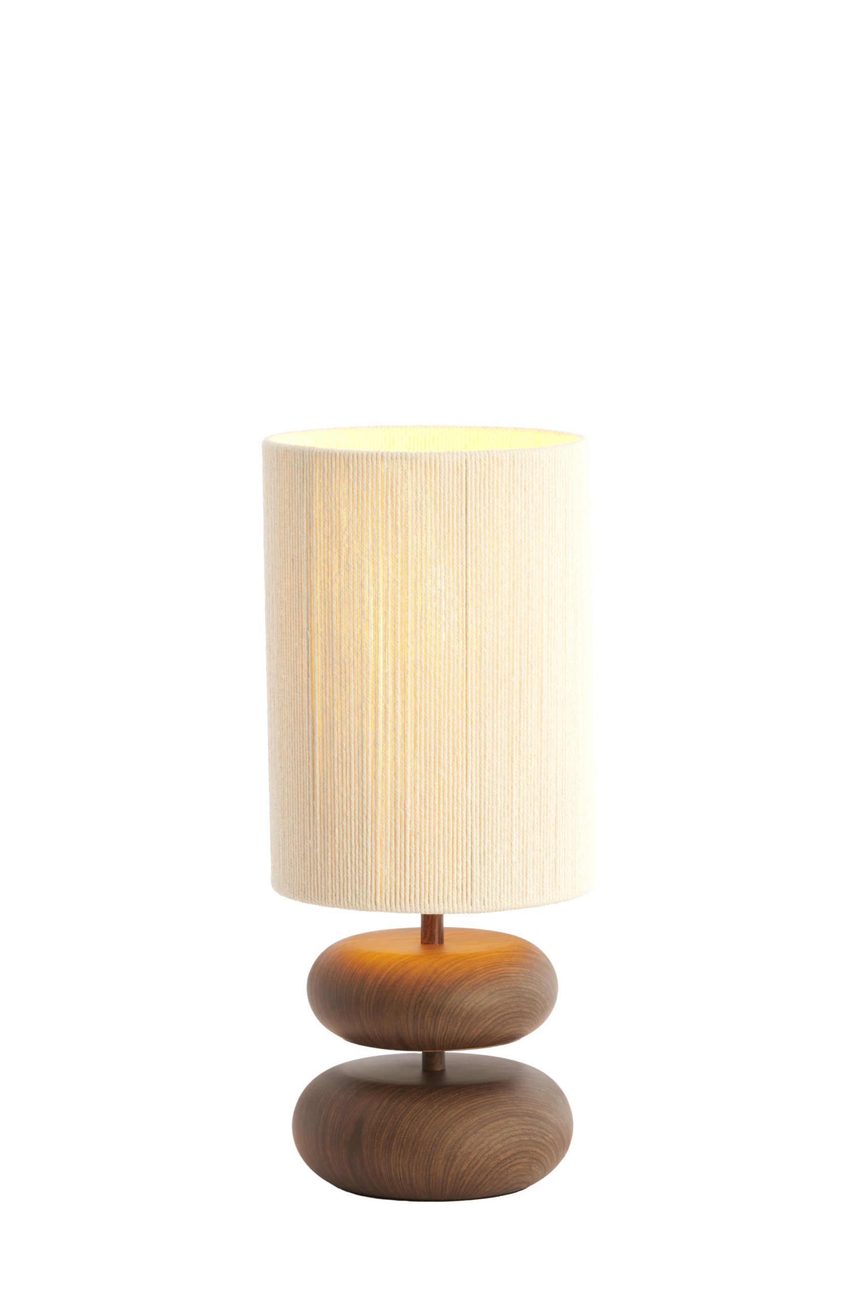 Light & Living Tafellamp Ø22x50,5 cm DANIALO hout print d bruin+touw crème