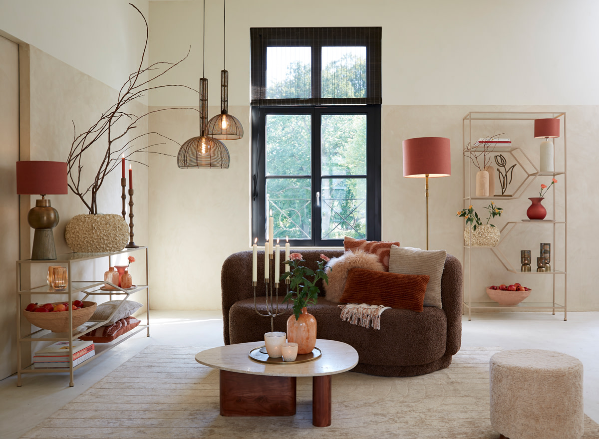 Light & Living Salontafel 90x72x31 cm MAHELONA travertin zand+hout bruin