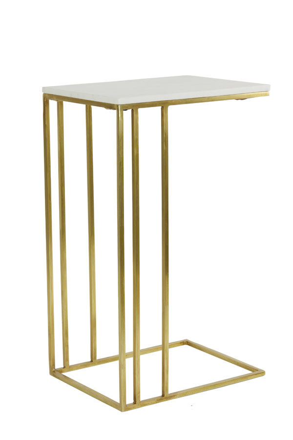 Light & Living Bijzettafel 41x31x66 cm ROSHAN wit marmer+antiek brons