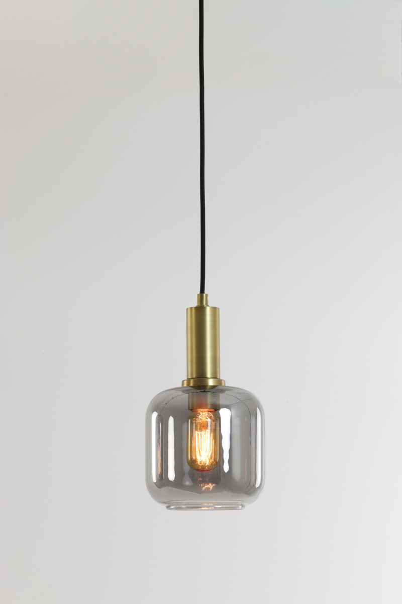Light & Living Hanglamp Ø21x37 cm LEKAR antiek brons+smoke glas