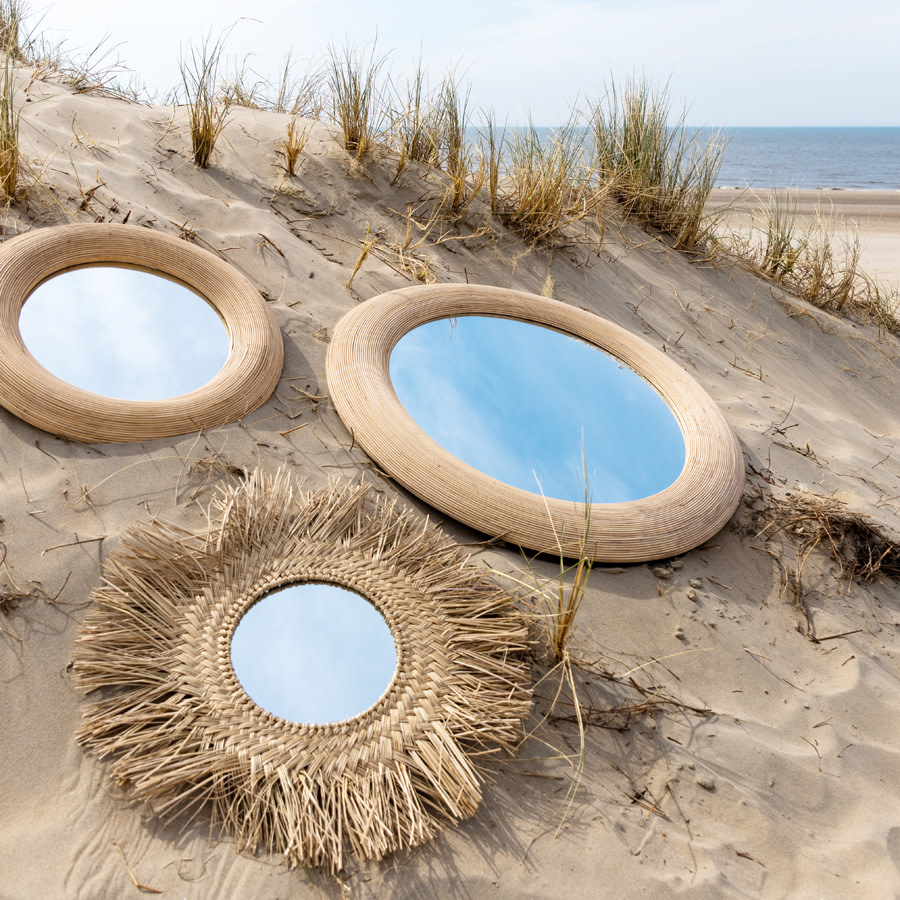 Light & Living Spiegel Ø71x4,5 cm PIEDRE rotan naturel
