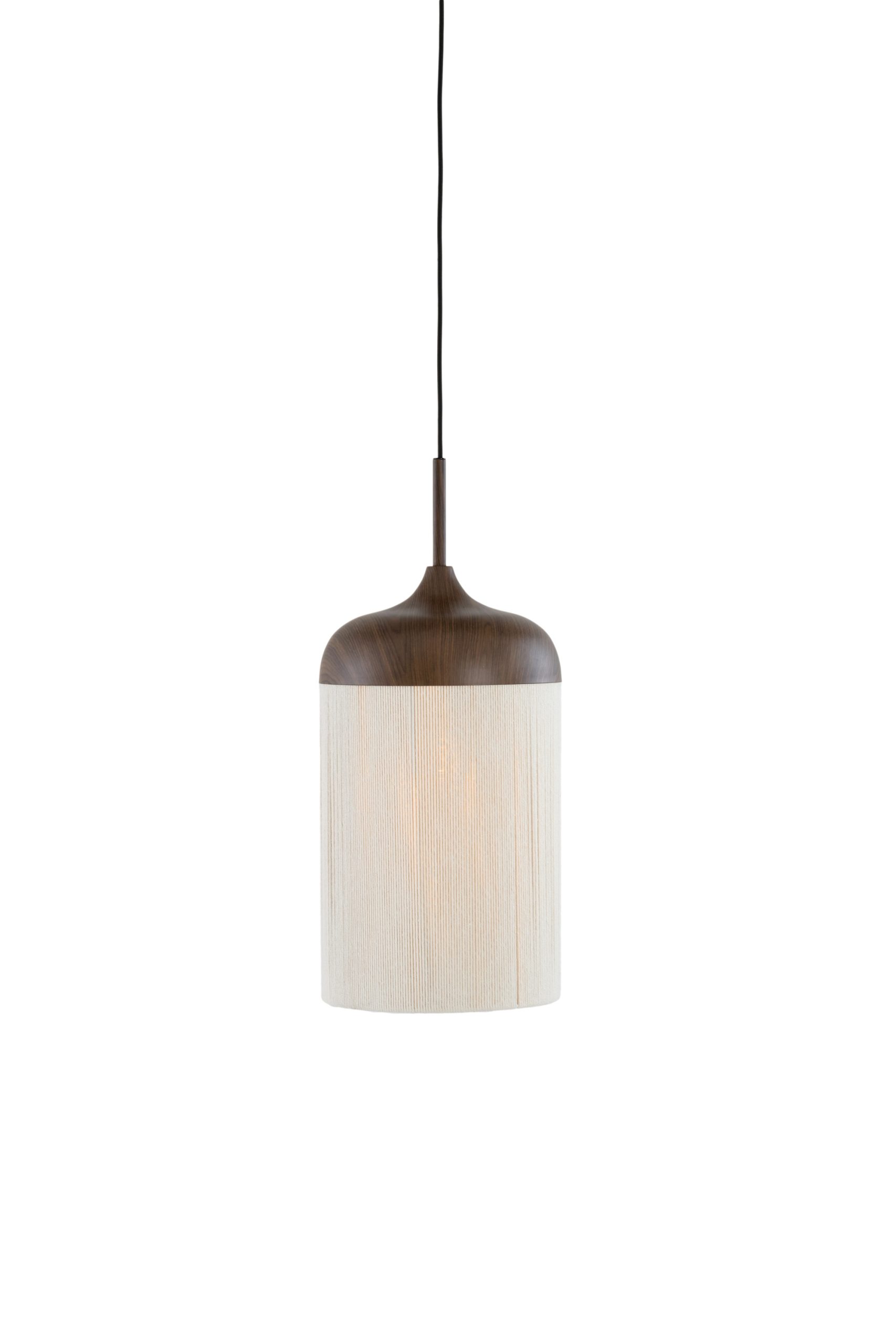 Light & Living Hanglamp Ø16x31 cm DANIA hout print d bruin+touw crème