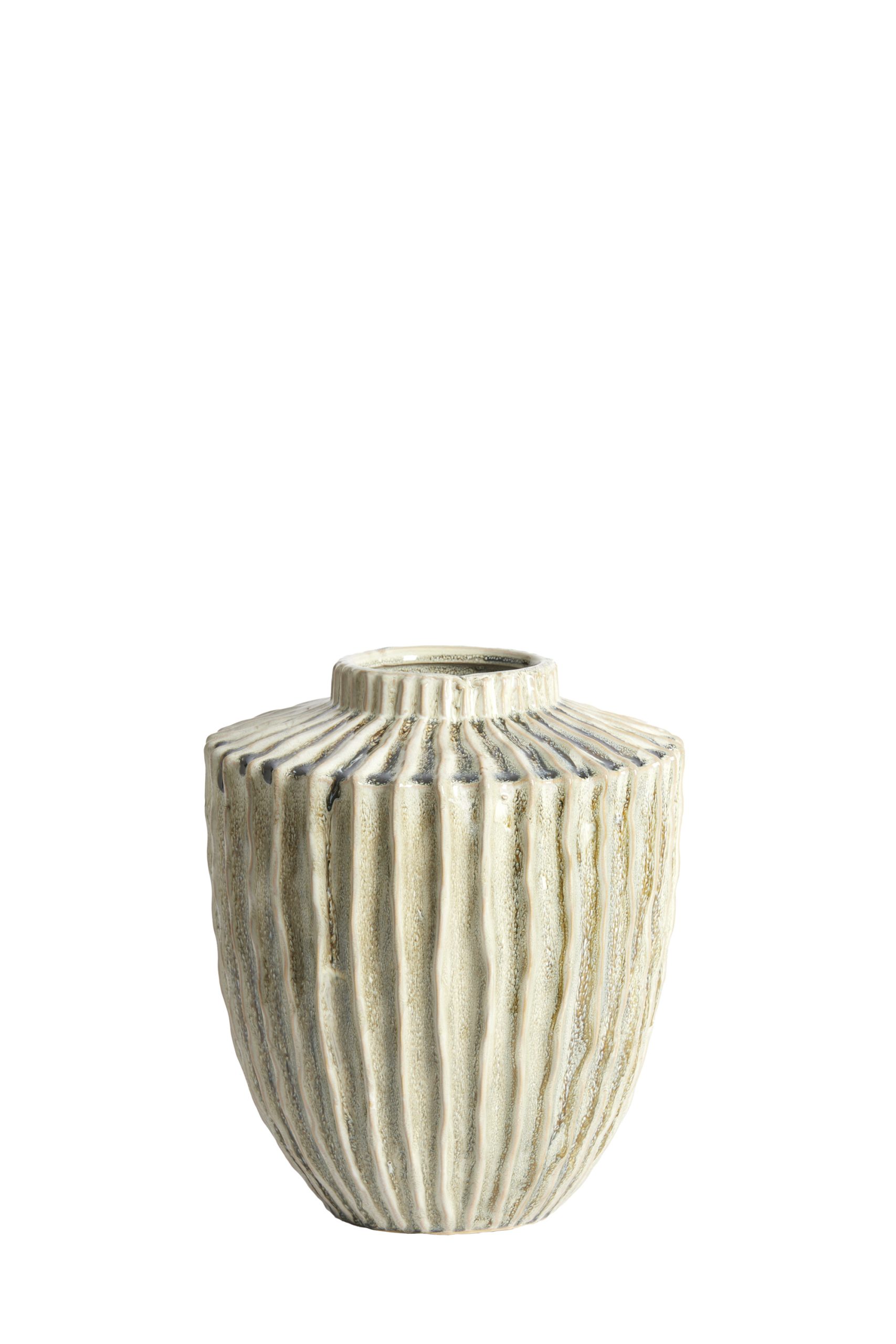 Light & Living Vaas deco Ø25x28 cm TALEA keramiek olijf groen-crème